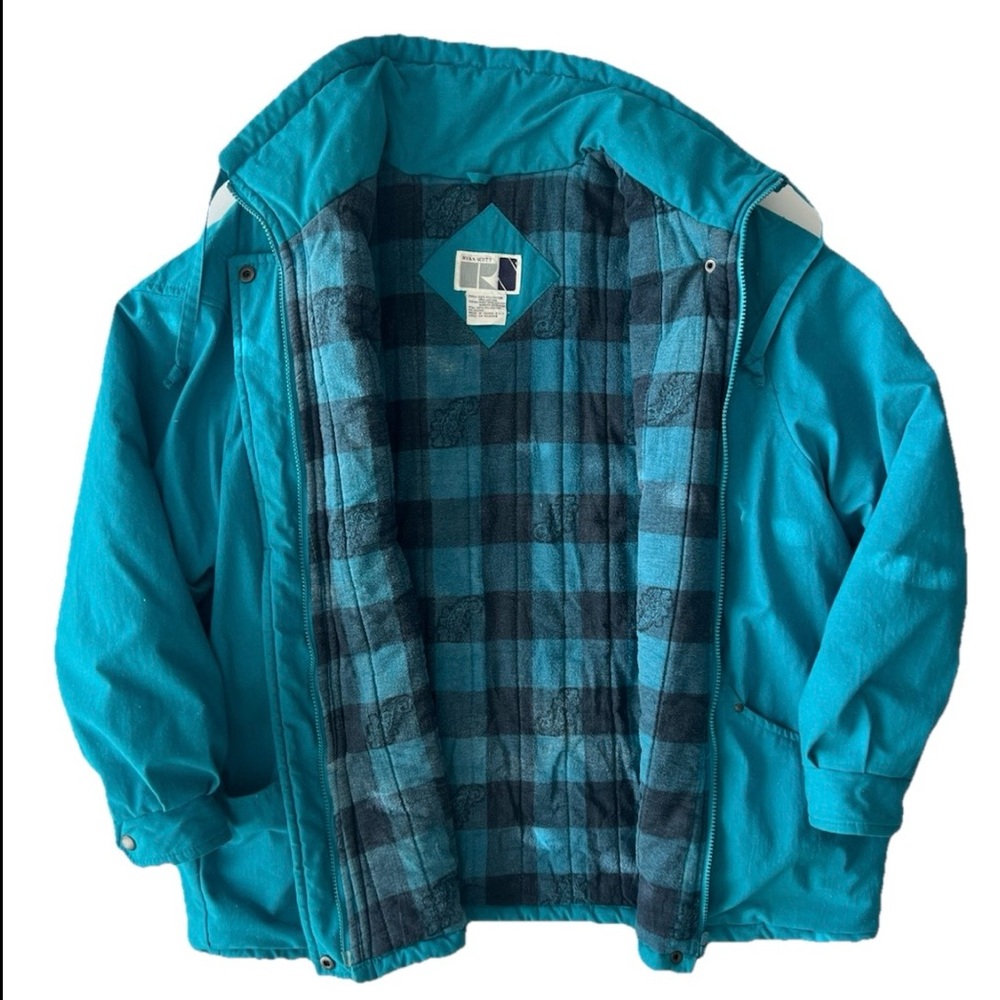 Vintage Ryan Scott Teal Coat with Plaid Lining